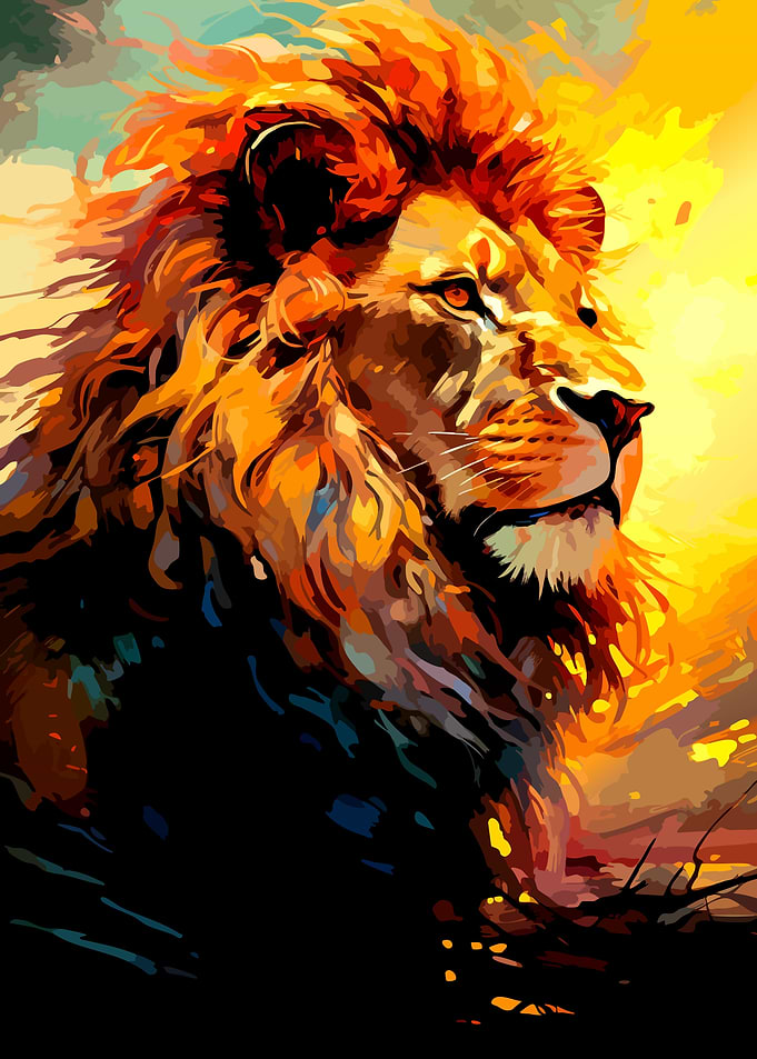 Majestic Lion Portrait in Warm Tones