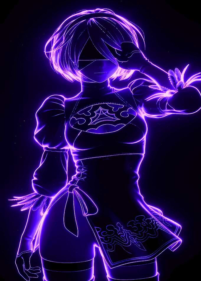 2B Nier Automata Neon Portrait