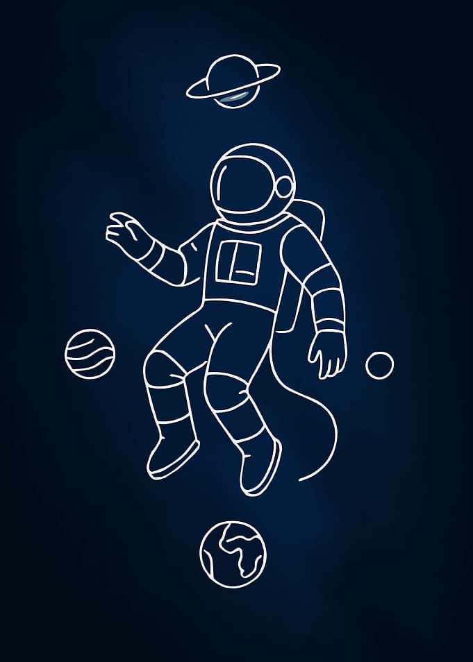 Astronaut in Space Line Art