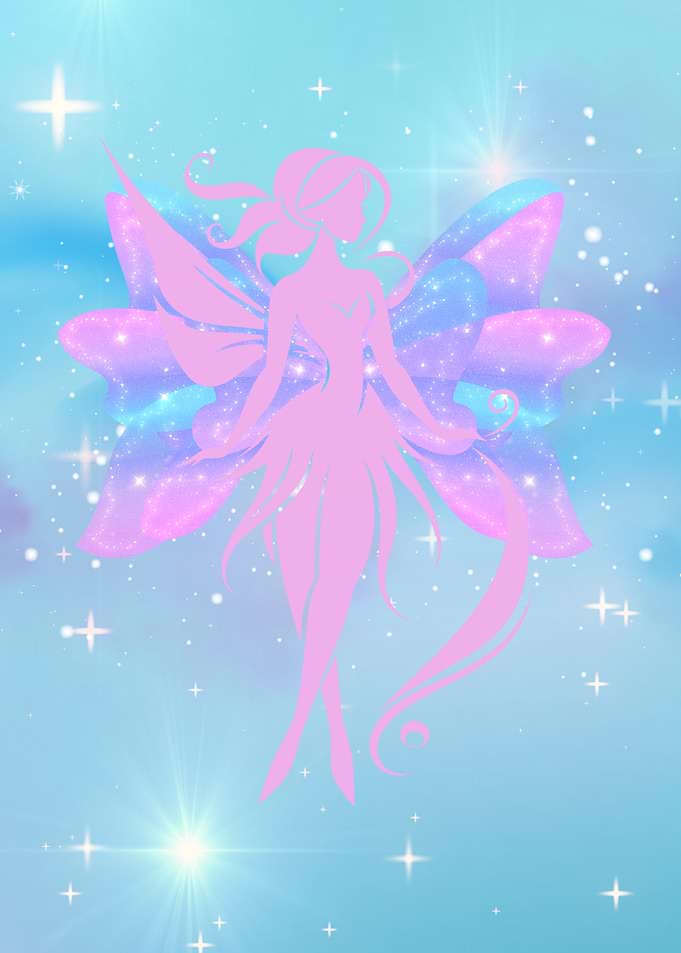 Pink Fairy Silhouette with Wings