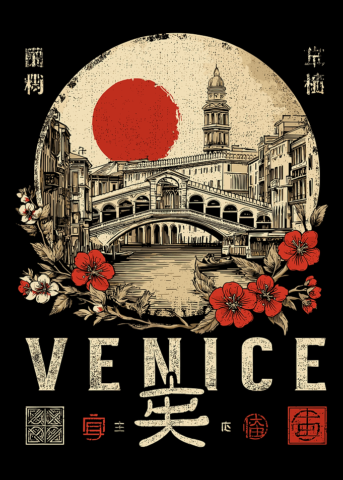 Venice Illustration with Japanese Style Elements