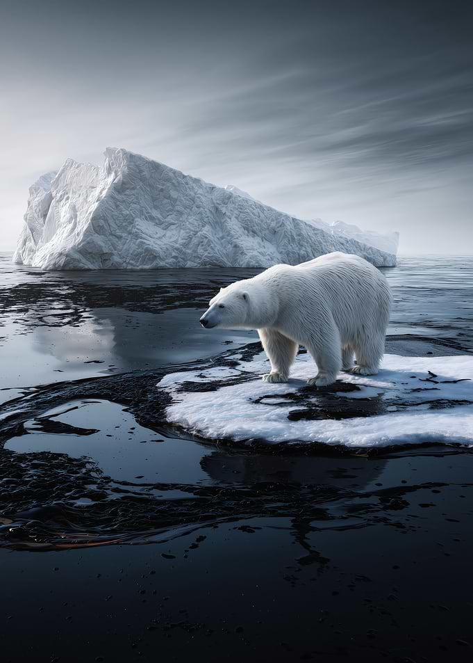 Polar Bear on Iceberg Landscape