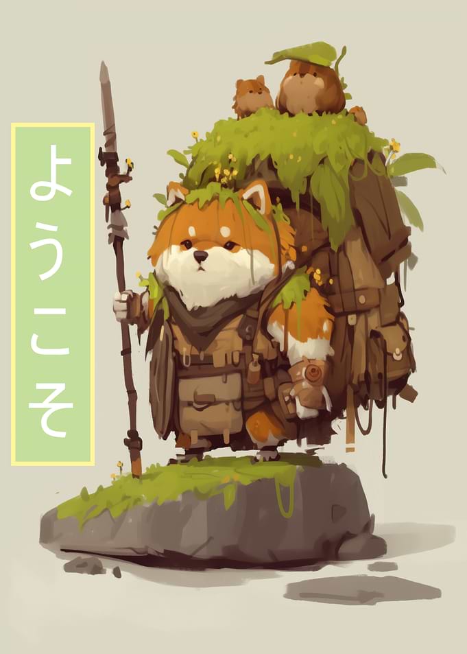 Shiba Inu Adventurer with Backpack