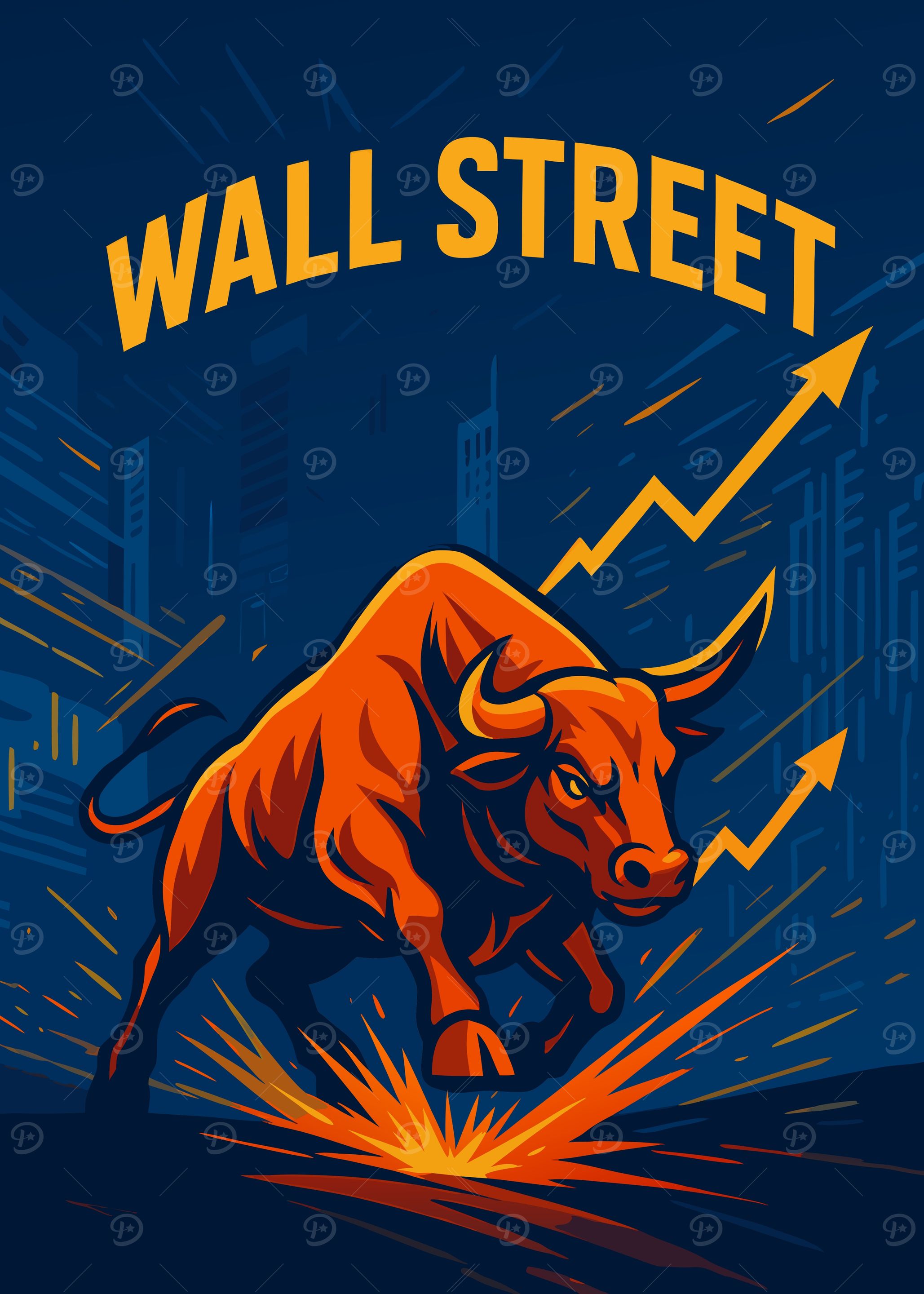 Wall Street Bull Market Illustration