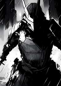 Monochrome Armored Warrior Digital Art