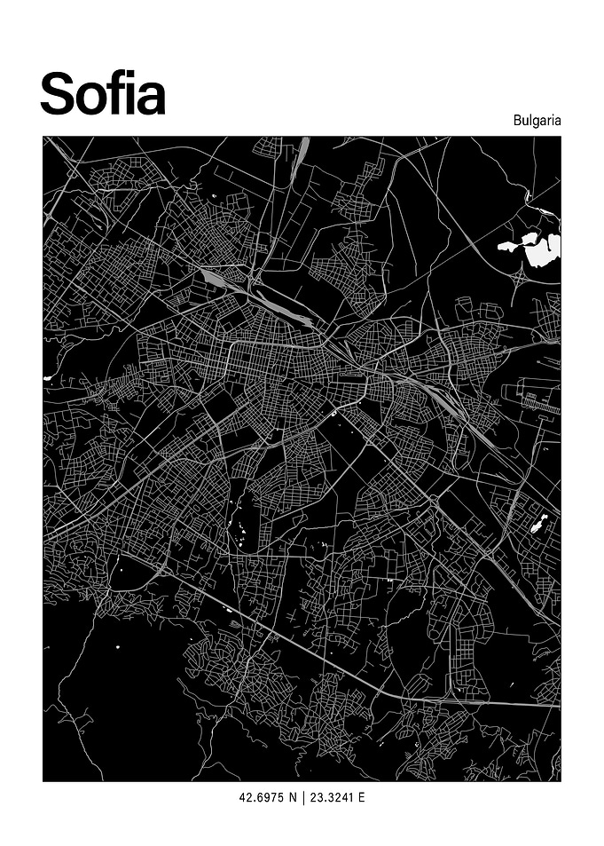 Sofia Black and White Map