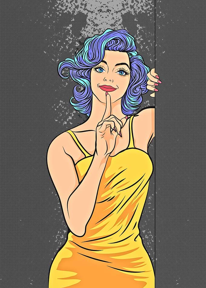 Pop Art Woman with Shushing Gesture