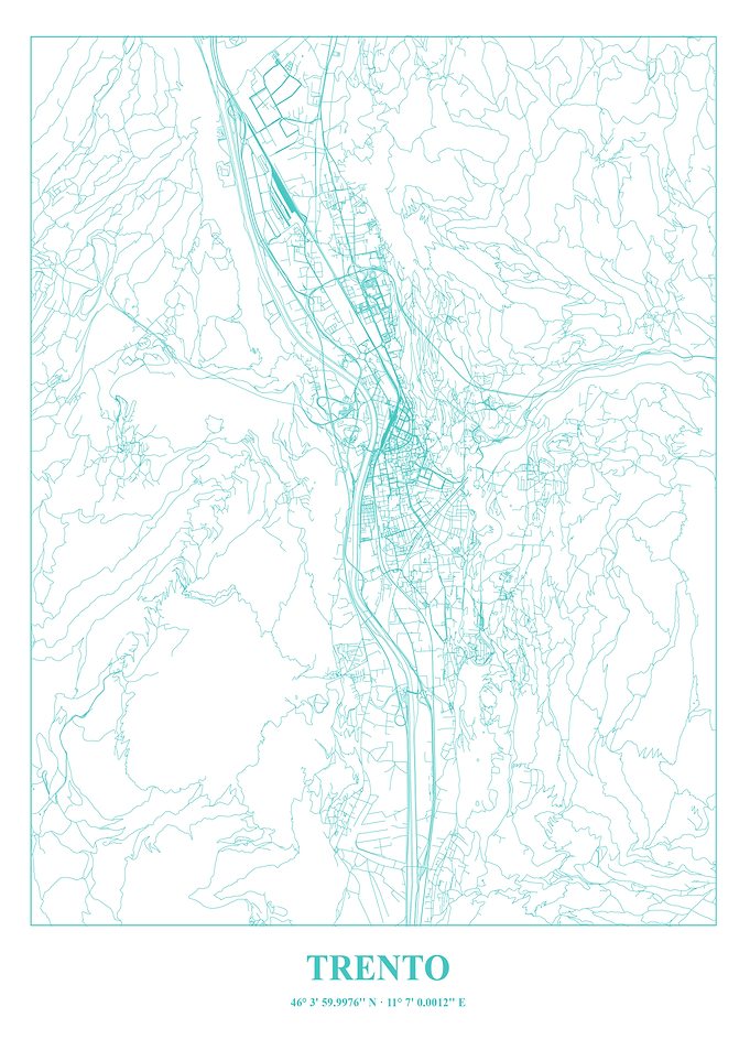 Trento City Map - Minimalist Design