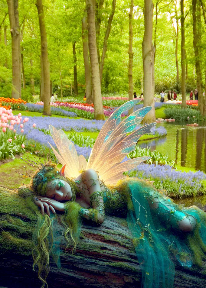 Sleeping Fairy in Enchanted Garden