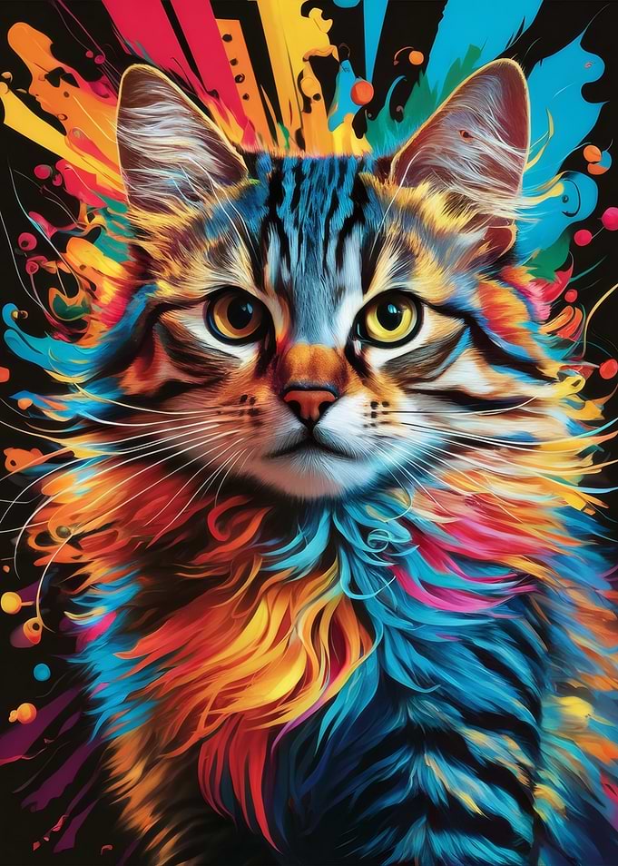Colorful Cat Portrait