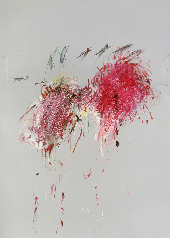 Abstract Painting with Red and Pink Hues, cy twombly paintings