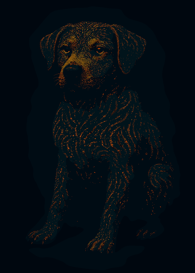 Dog Portrait with Abstract Pattern