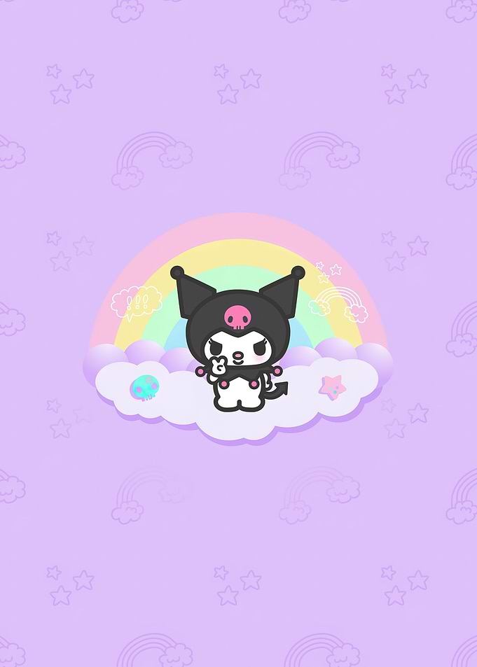 kuromi on a rainbow cloud