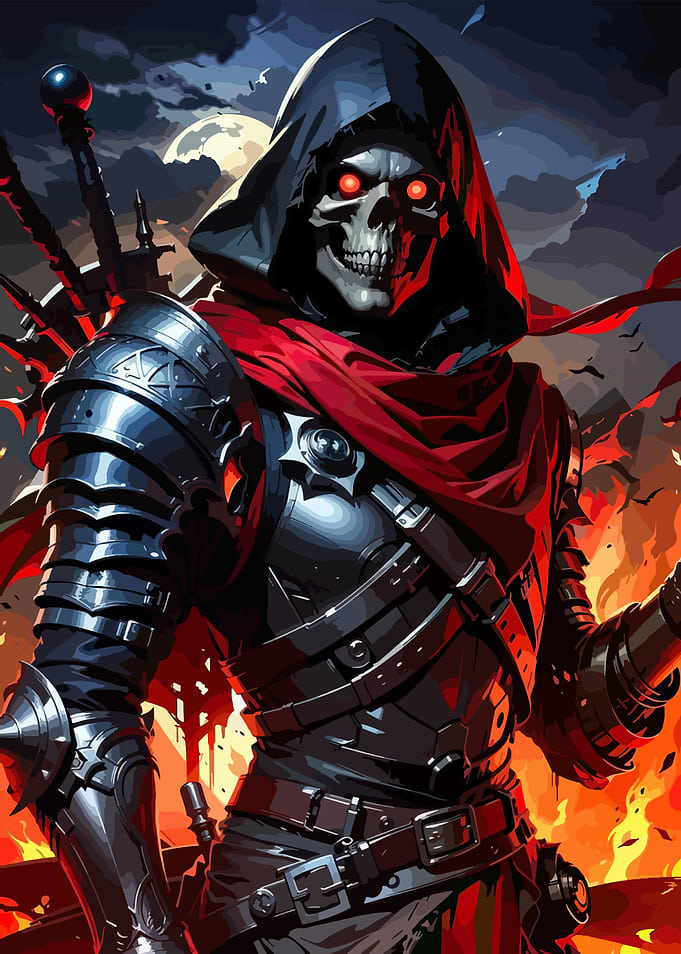 Armored Skeleton Warrior with Red Eyes
