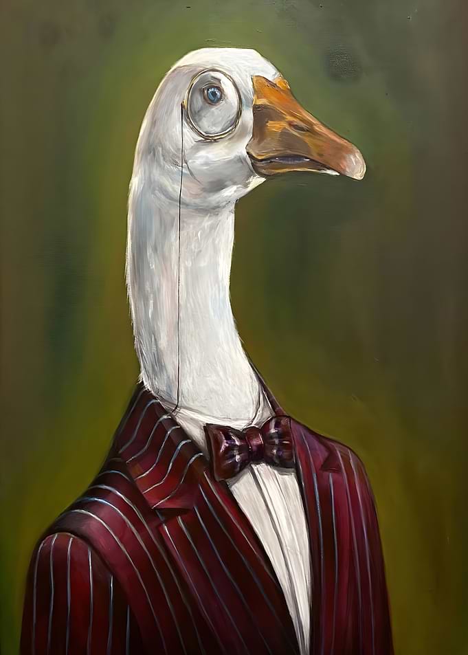 Goose in Suit with Monocle Painting