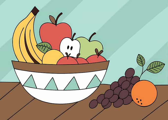 Stylized Fruit Bowl Still Life