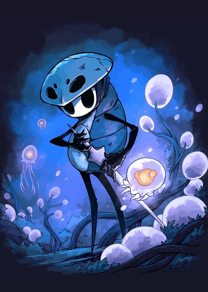 Hollow Knight in blue forest