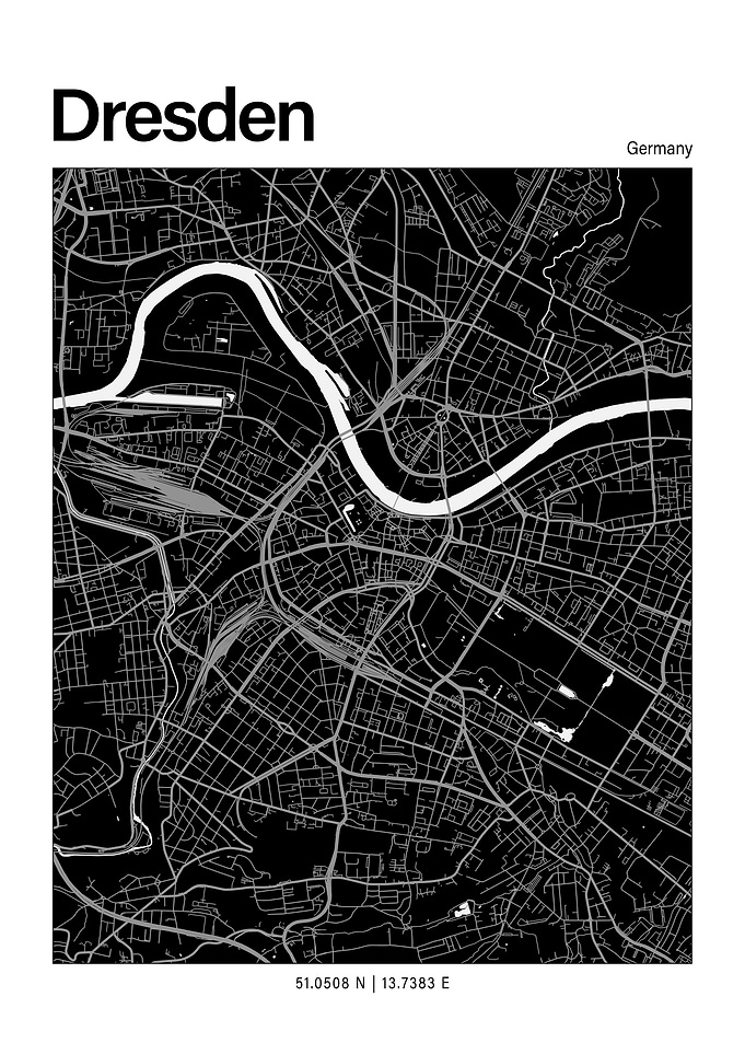 Dresden Black and White Map