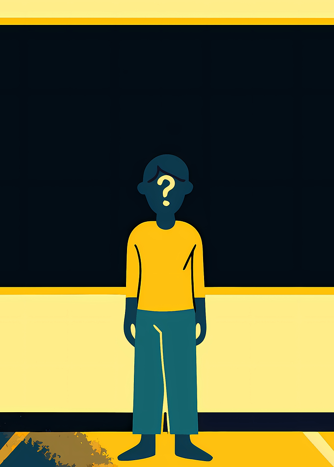 Person with Question Mark on Face