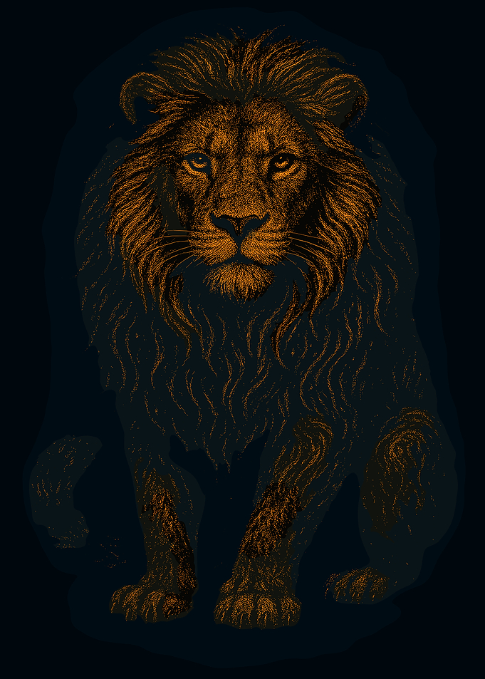 Golden Lion Illustration on Dark Background