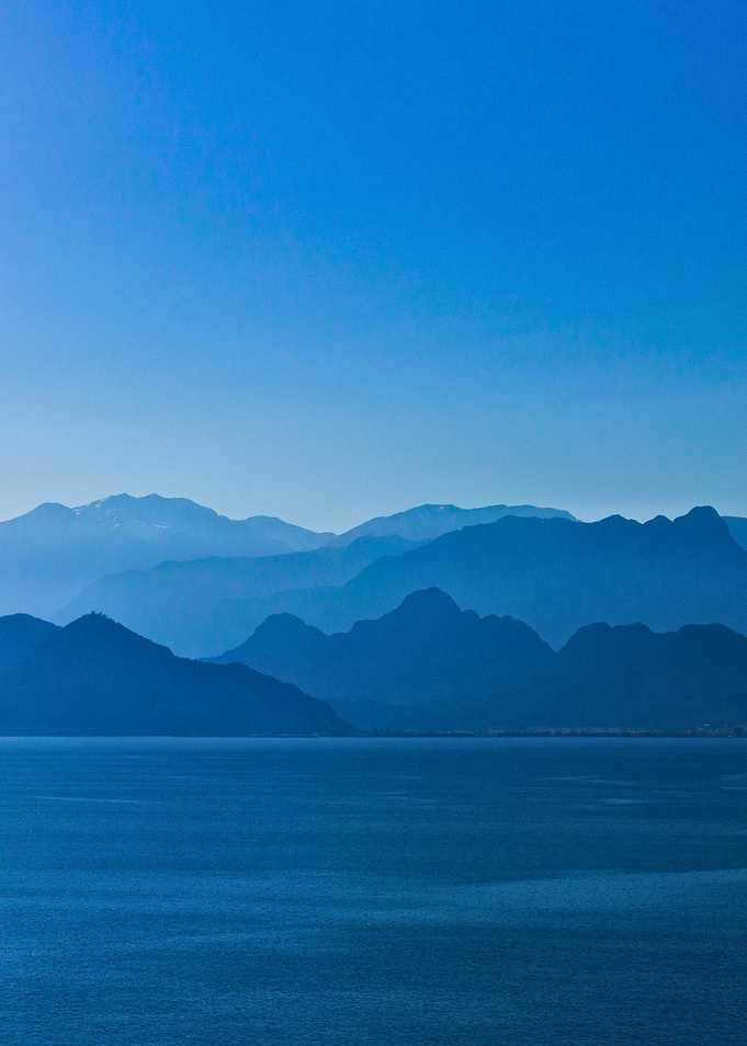 Blue Mountain and Sea Landscape
