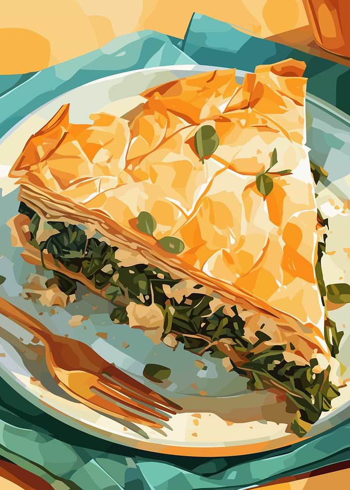 Spinach Pie Slice Illustration
