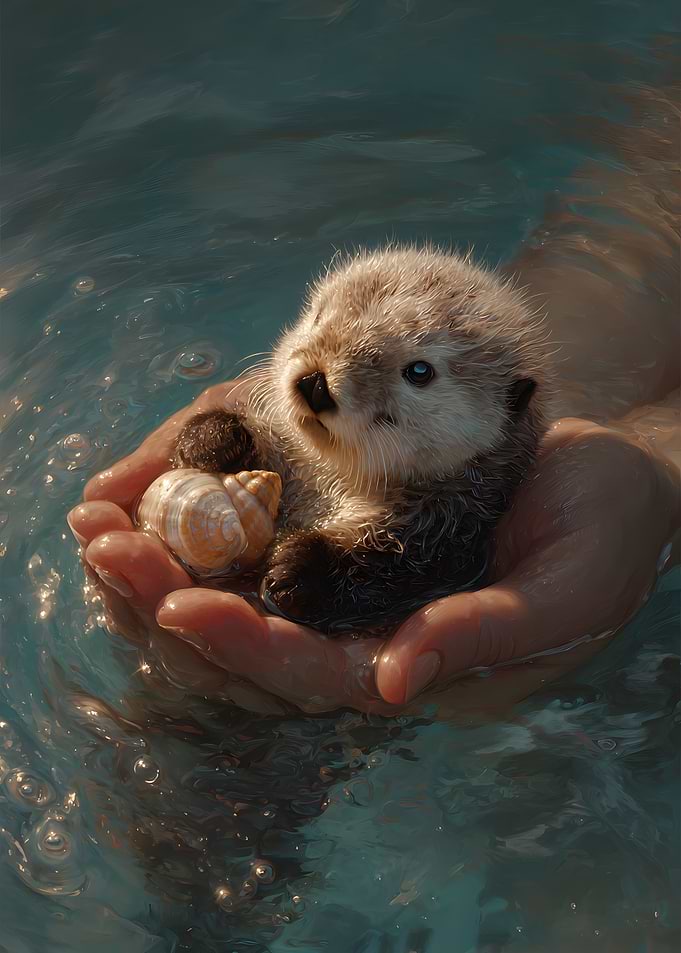 Cute Otter Pup in Hands