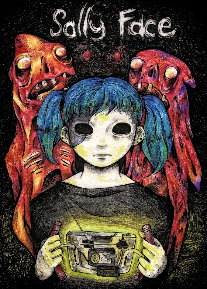 Sally Face Illustration with Monsters