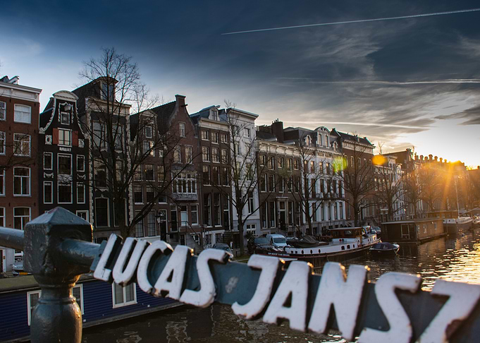 Amsterdam Canal View at Sunset