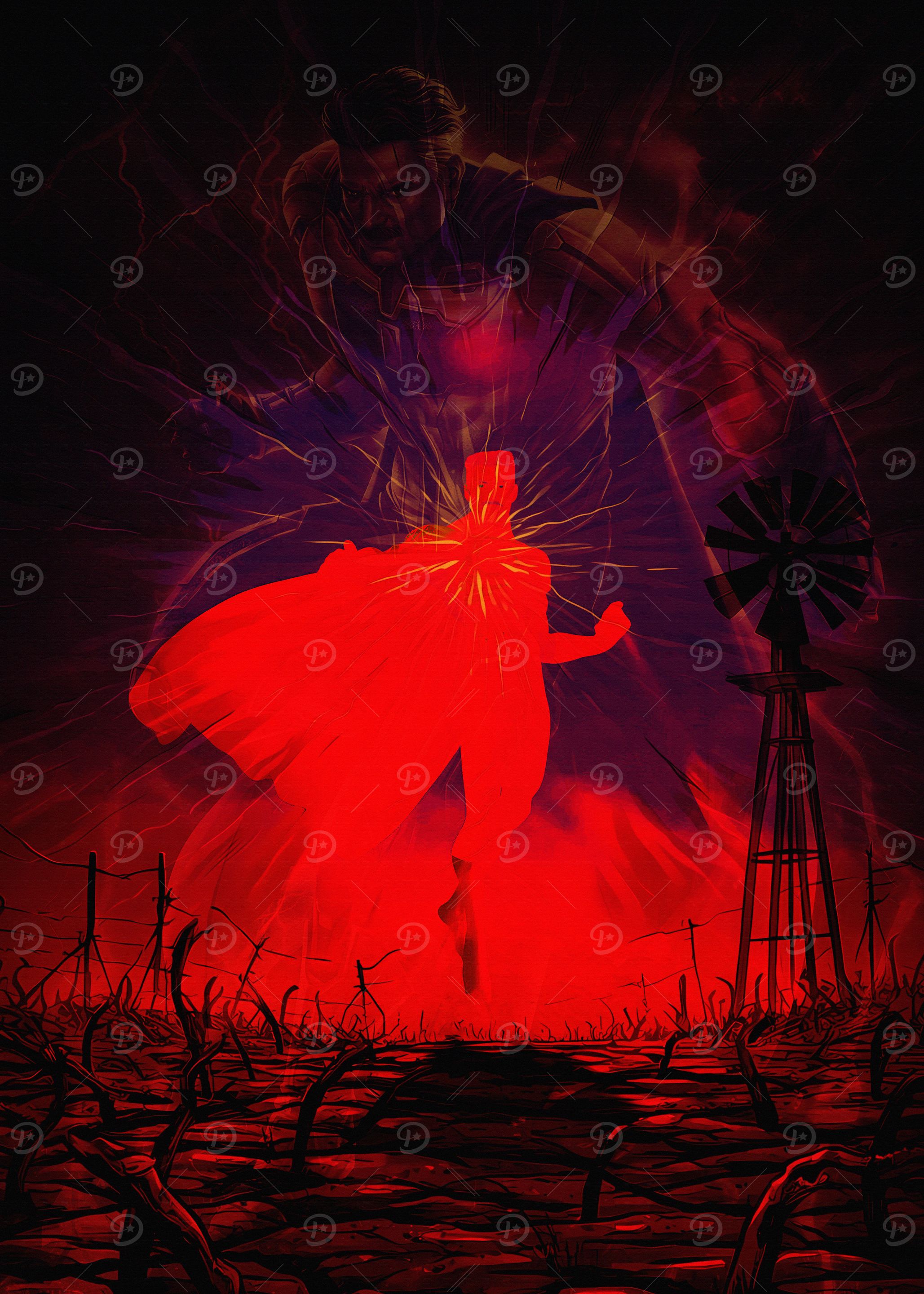 Omni-Man and Invincible Red Landscape