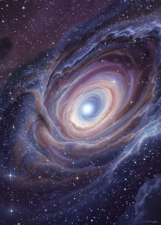 Swirling Galaxy with Starry Background