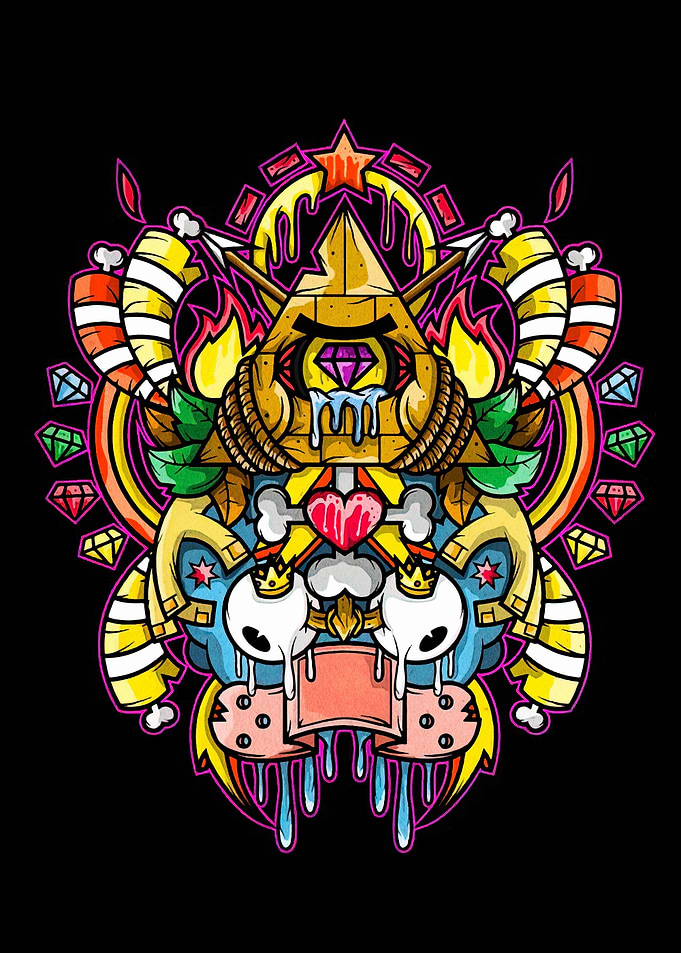 Colorful Abstract Cartoon Character Illustration