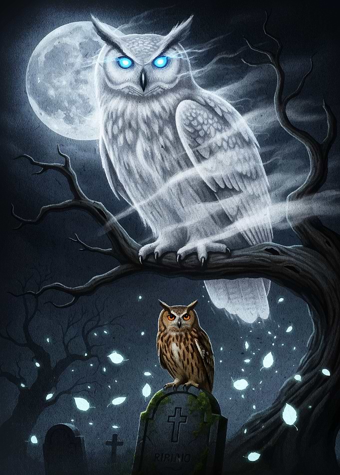 Two Owls in a Graveyard