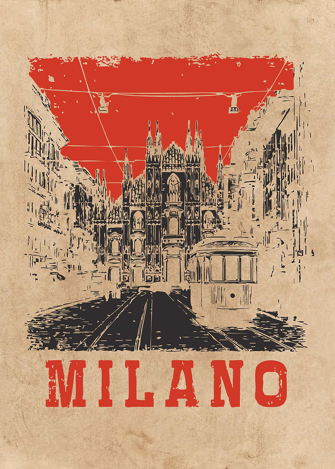 Vintage Milano Poster | Italian City Travel Wall Art