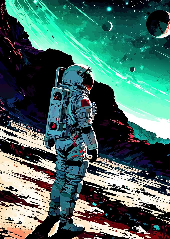 Astronaut on Alien Planet Illustration