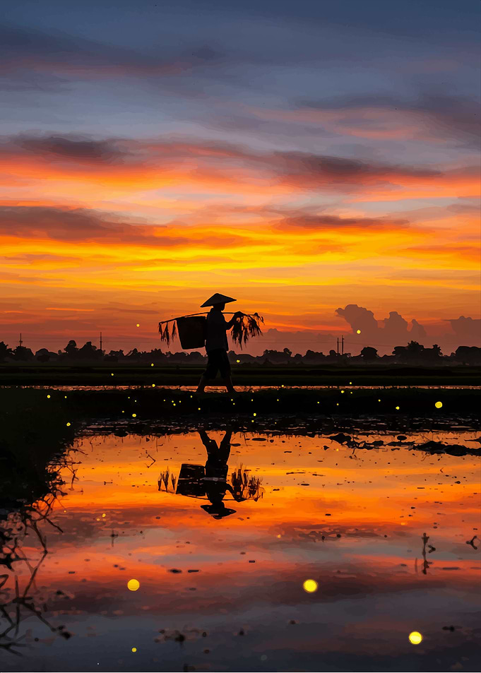 Farmer at Sunset