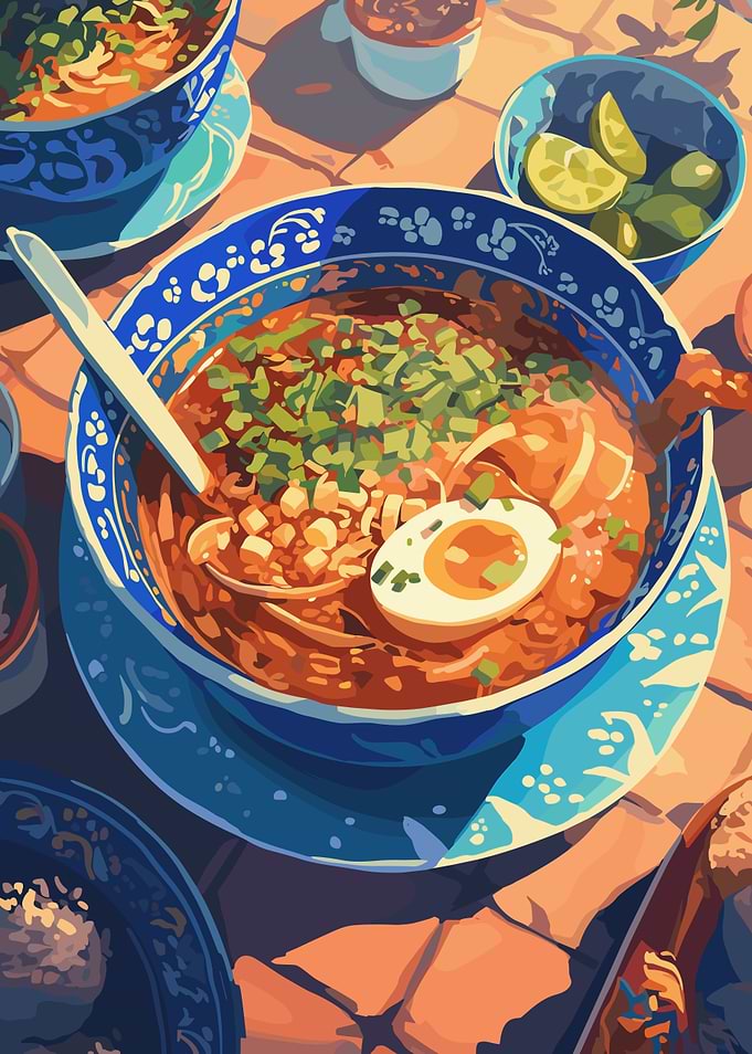 Delicious Ramen Bowl Illustration