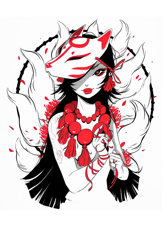 Fox Spirit Girl with Mask