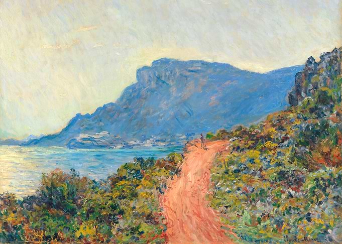 Coastal Path Painting with Mountain View by claude monet
