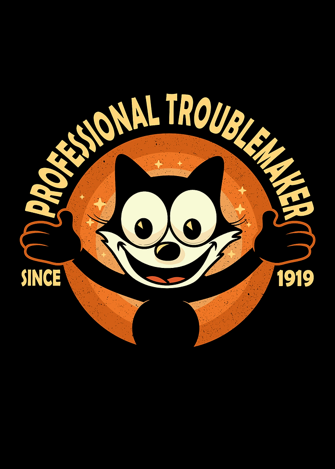 Professional Troublemaker – Felix the Cat Art Print | Classic Cartoon Mischief