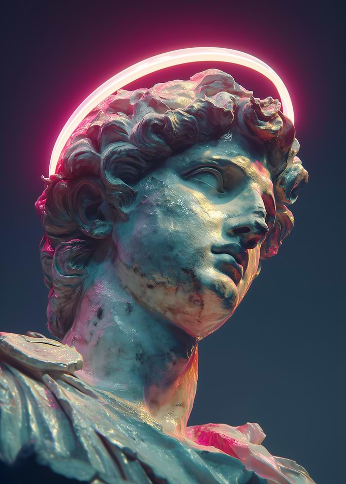 Neon Halo Statue