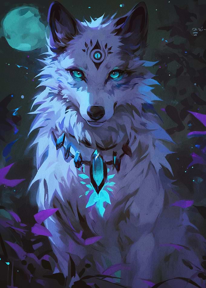 Mystical Wolf Glowing Amulet