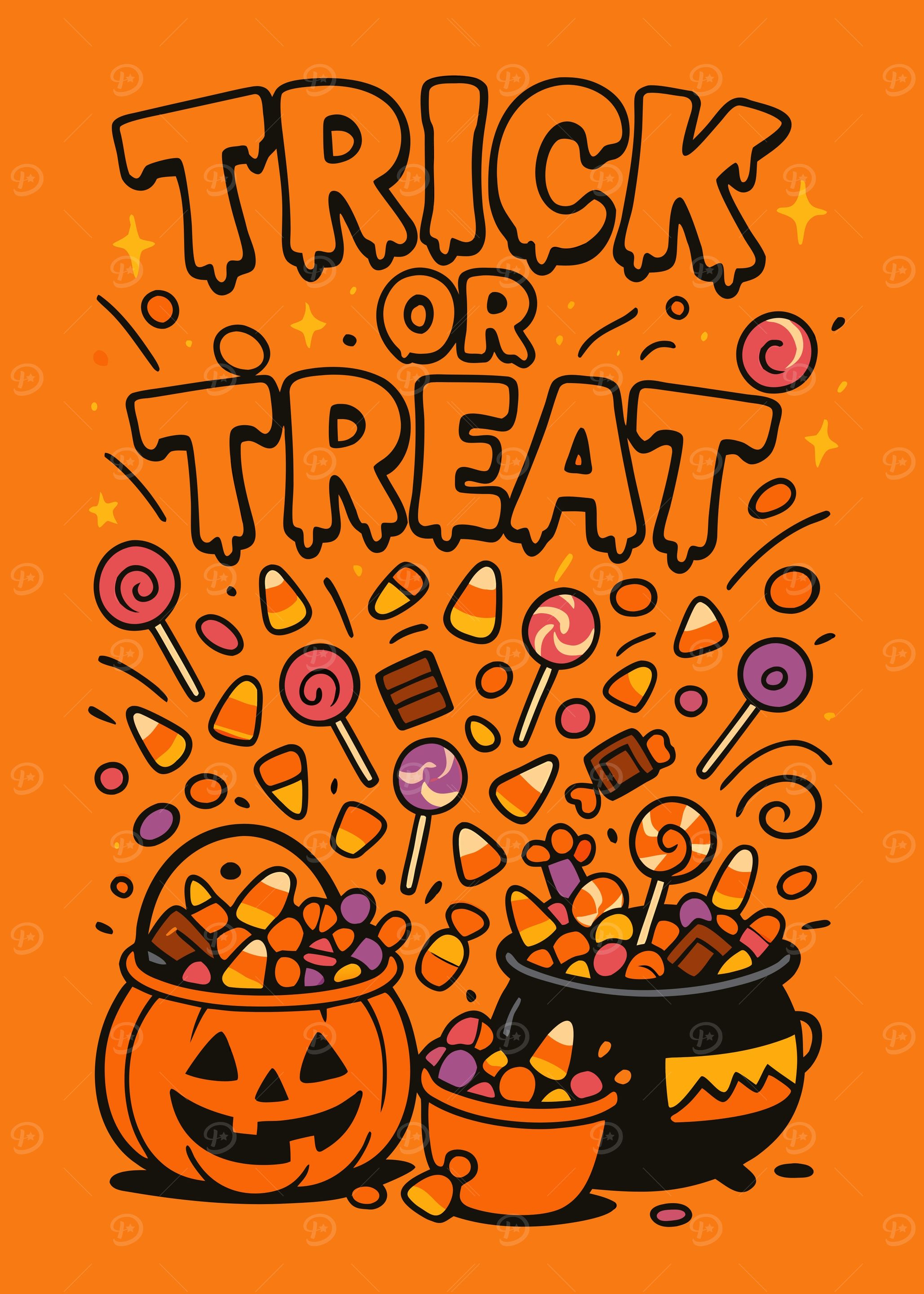 Trick or Treat Halloween Candy Illustration
