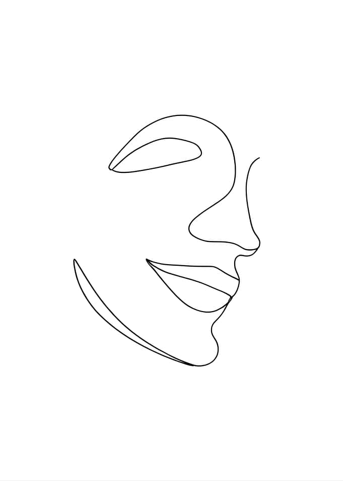 Minimalist Line Art Fantasy Face Profile