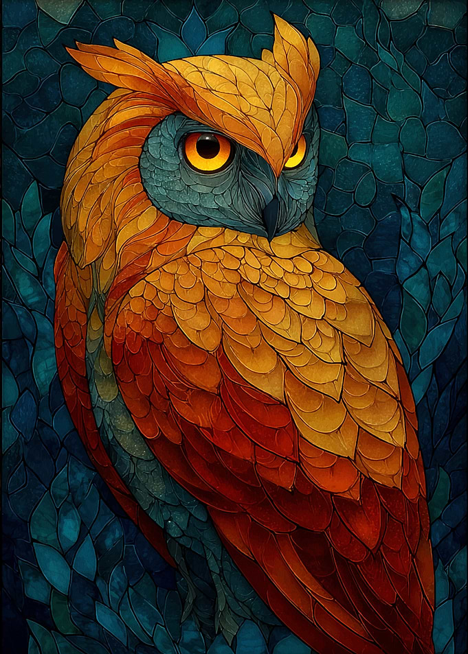 Colorful Owl Portrait