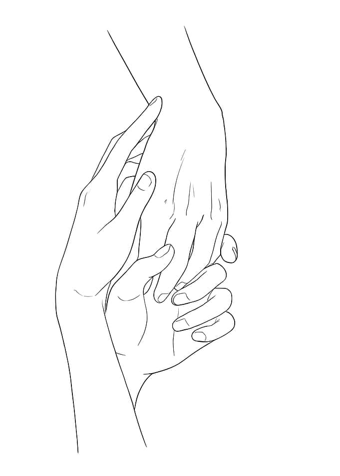 Hands Holding Minimalist Line Art