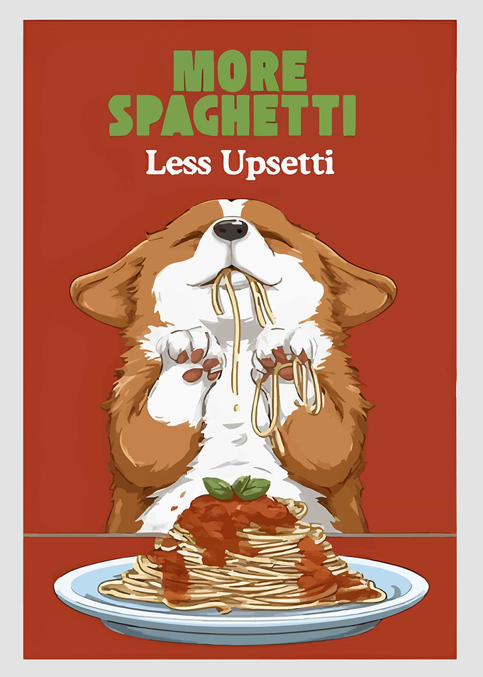 More Spaghetti Less Upsetti Dog Art