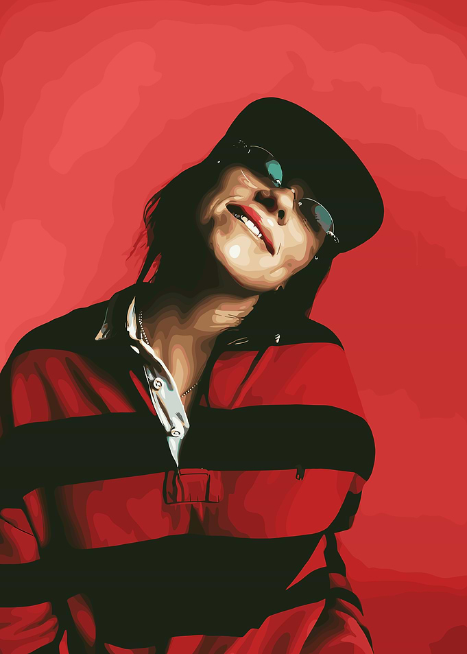 Woman in Striped Shirt and Cap