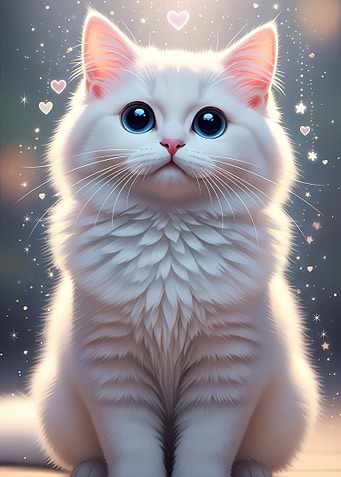 Cute White Cat with Blue Eyes