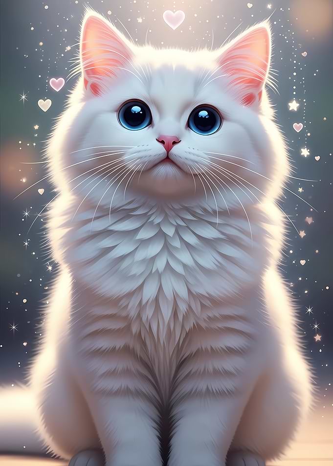 Cute White Cat with Blue Eyes
